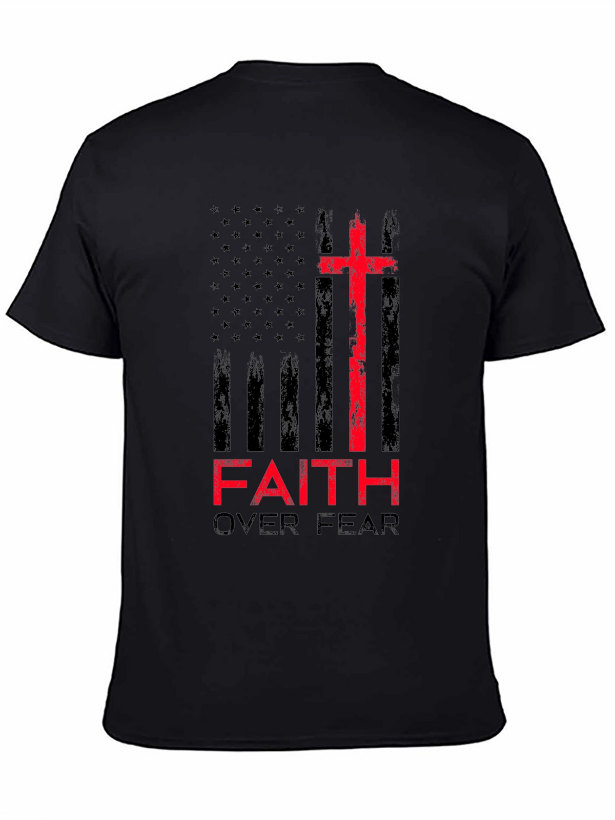 Faith Over Fear Christian T-Shirt Patriotic USA Flag