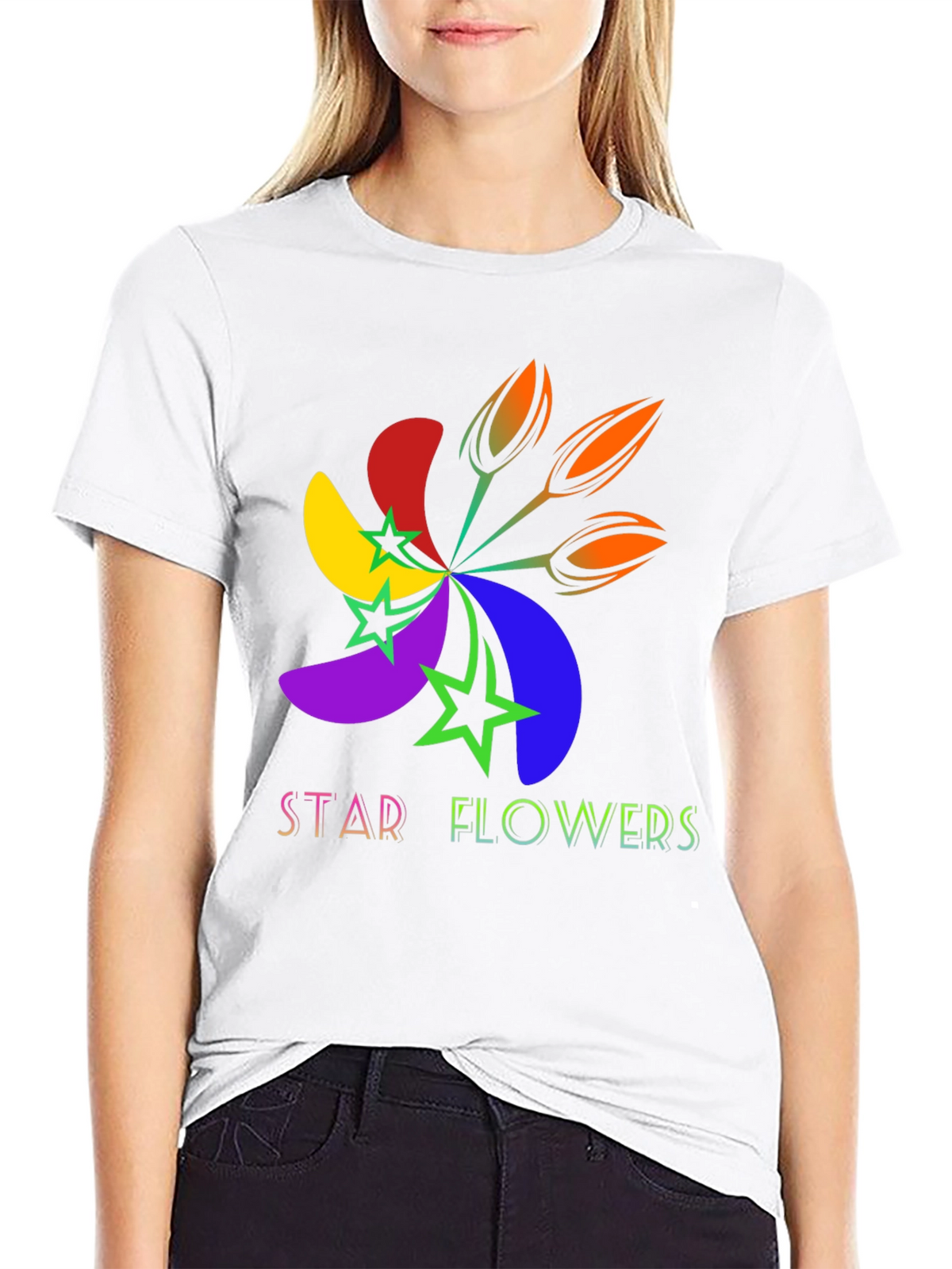 Star Flowers Graphic Tee - Bold & Bright Design