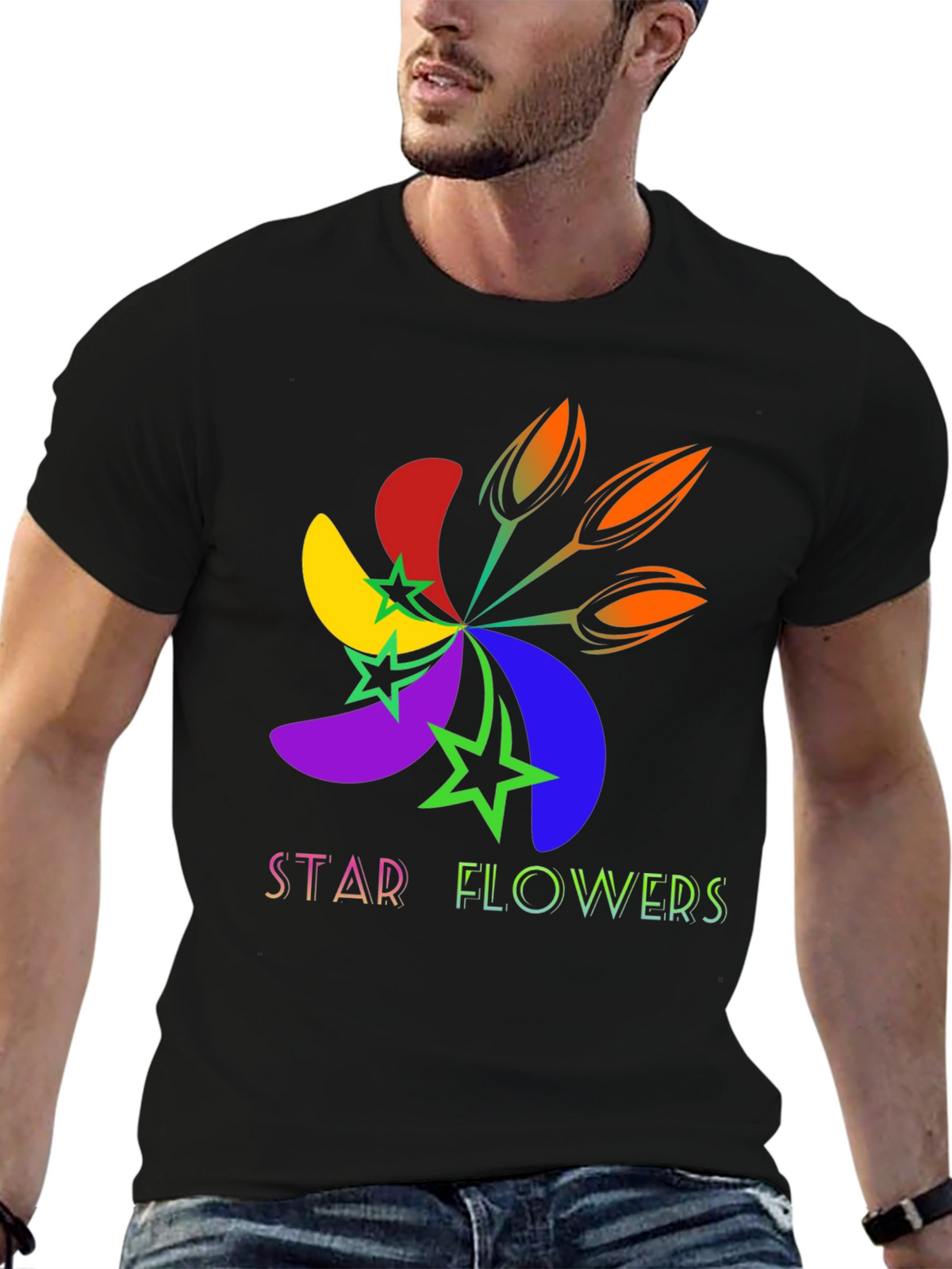 Star Flowers Graphic Tee - Bold & Bright Design