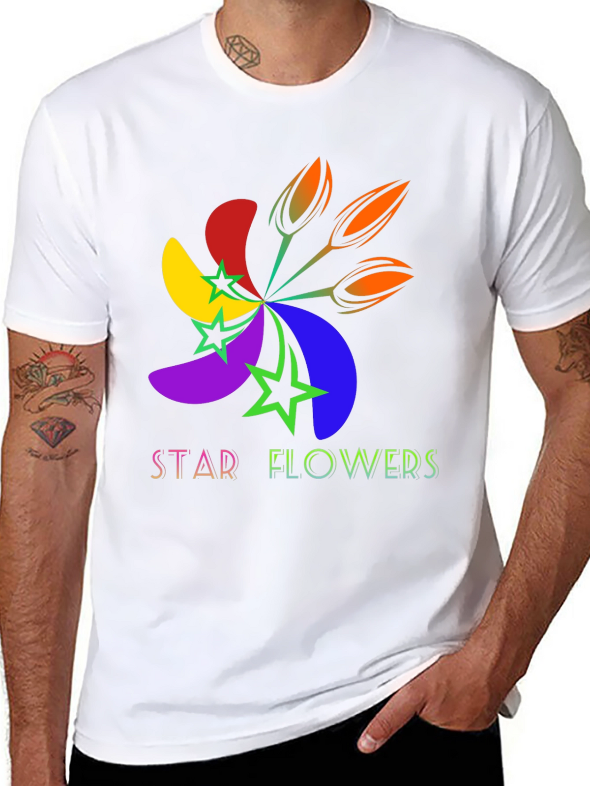 Star Flowers Graphic Tee - Bold & Bright Design
