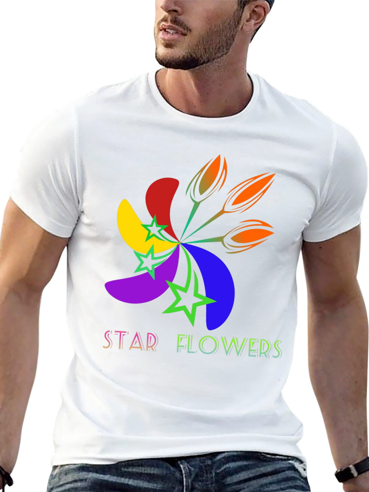 Star Flowers Graphic Tee - Bold & Bright Design