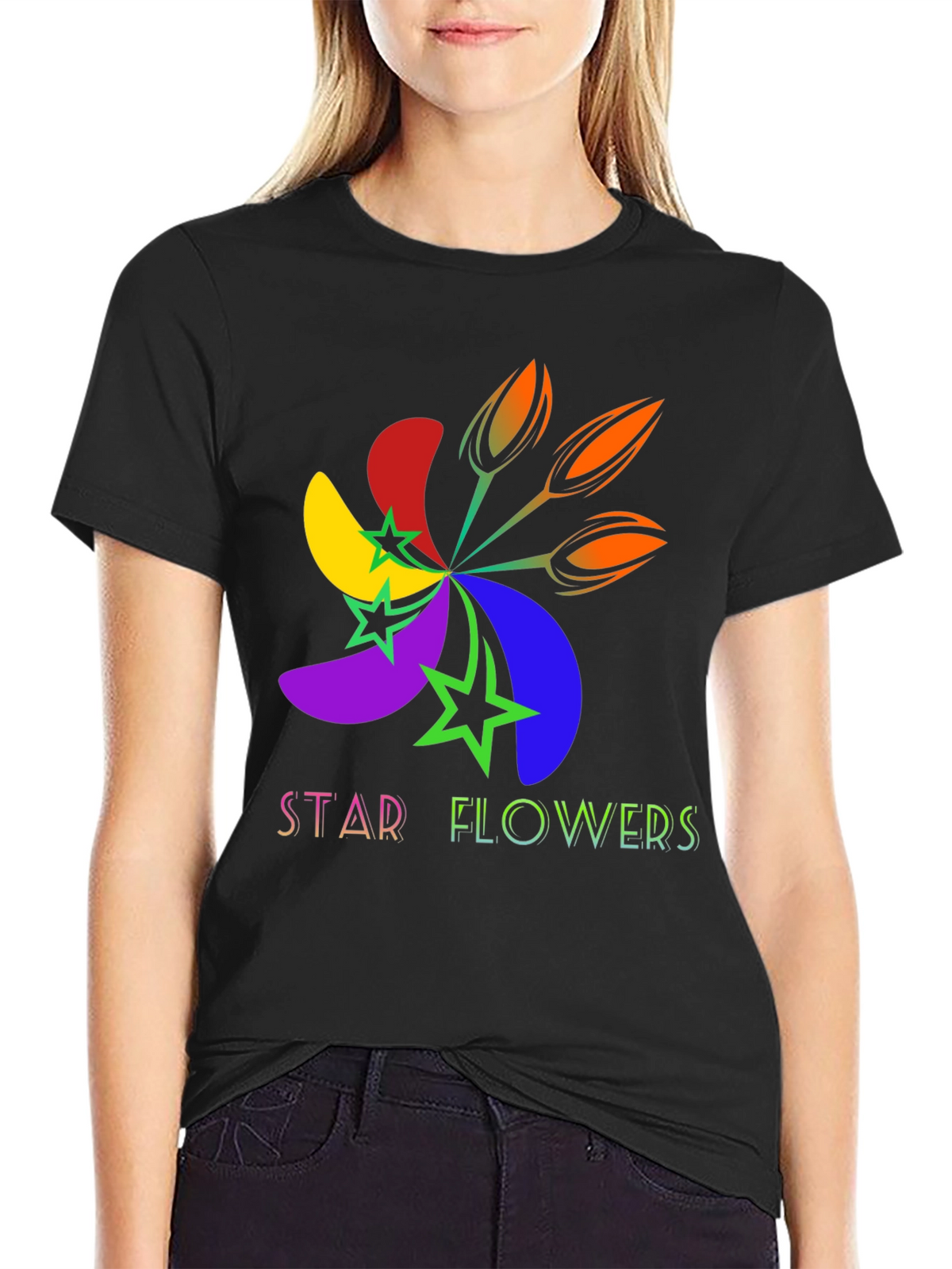 Star Flowers Graphic Tee - Bold & Bright Design