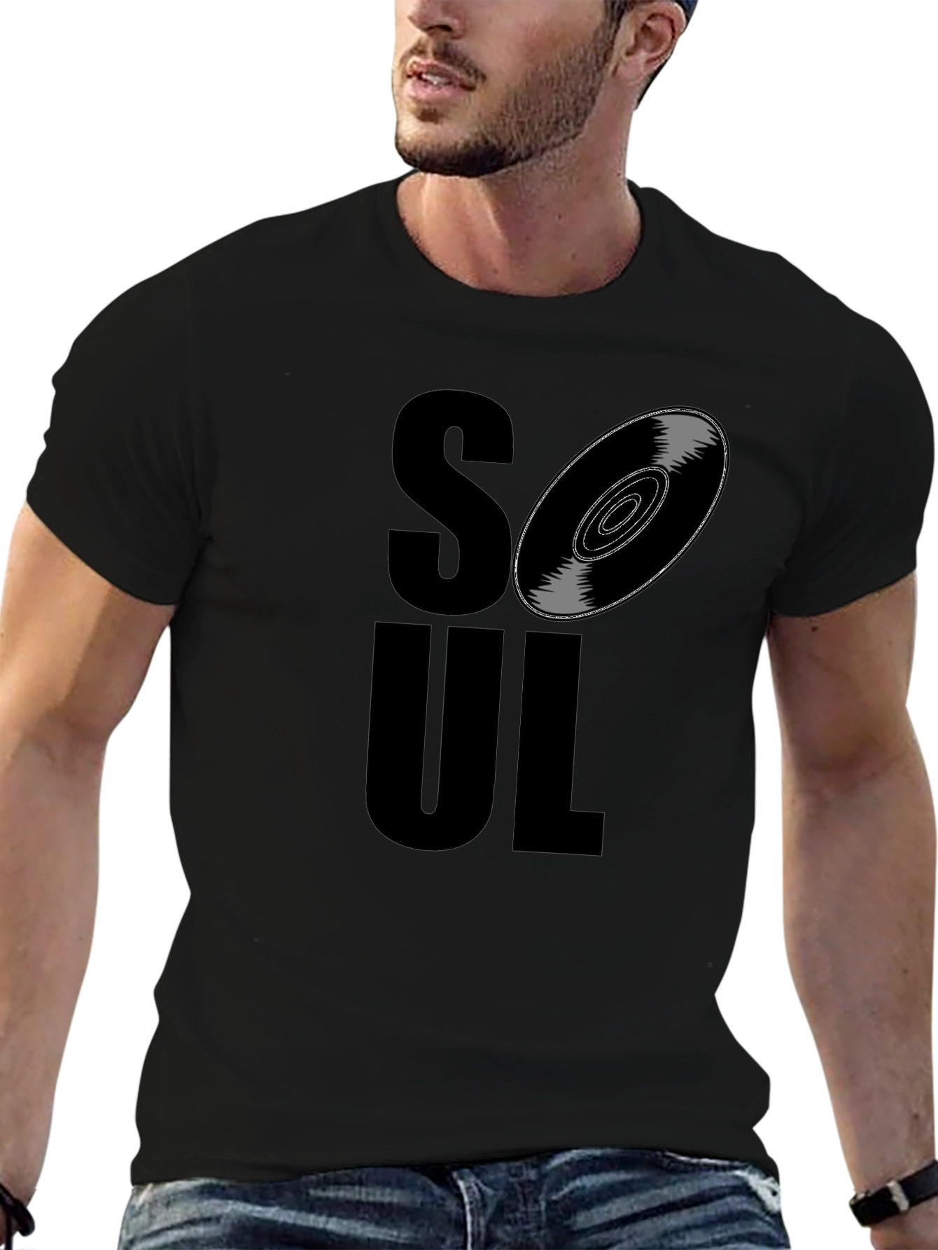 Soul Music Graphic Tee - Black Cotton T-Shirt