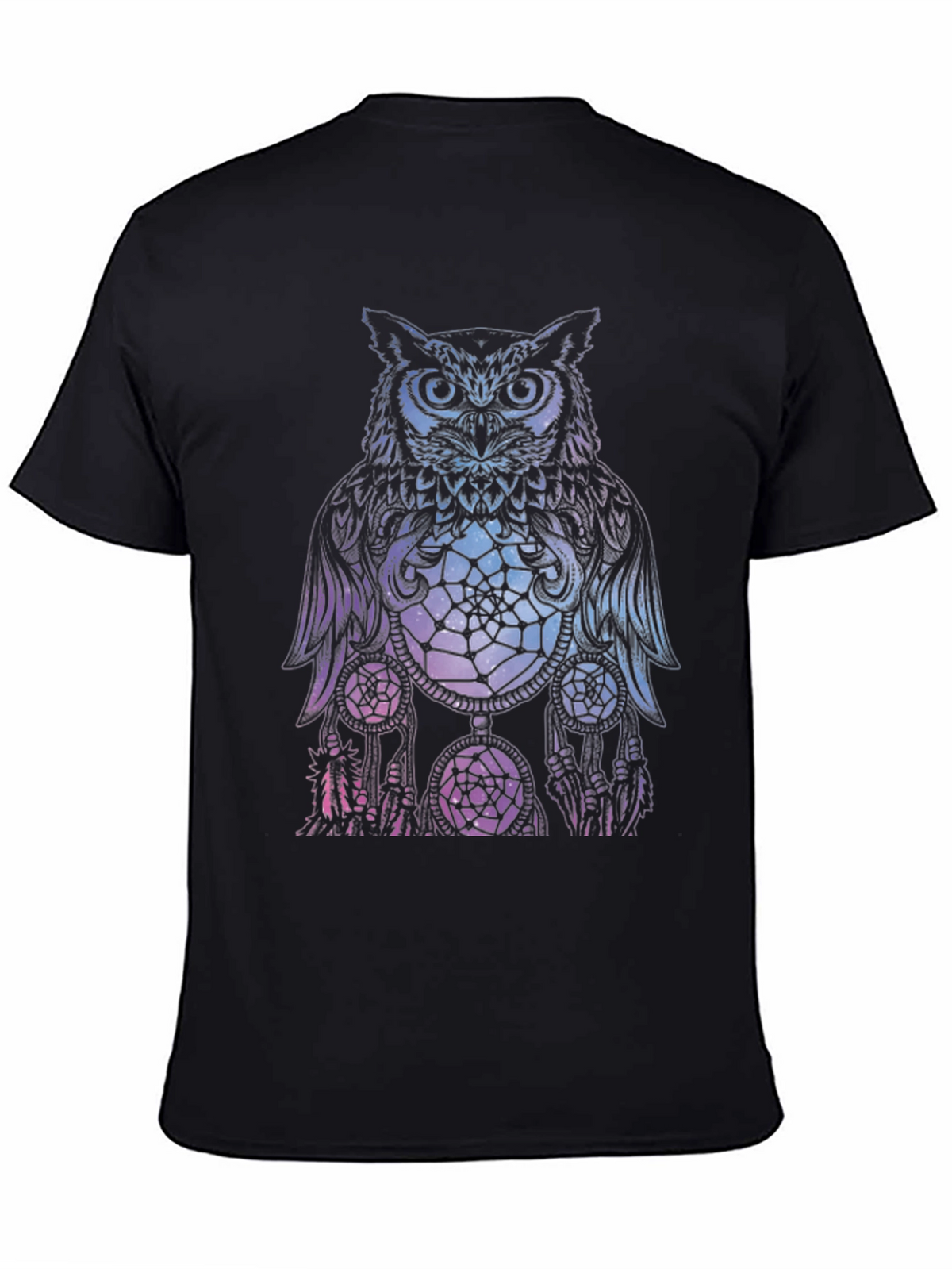 Owl Dreamcatcher Graphic Tee - Black Cotton T-Shirt