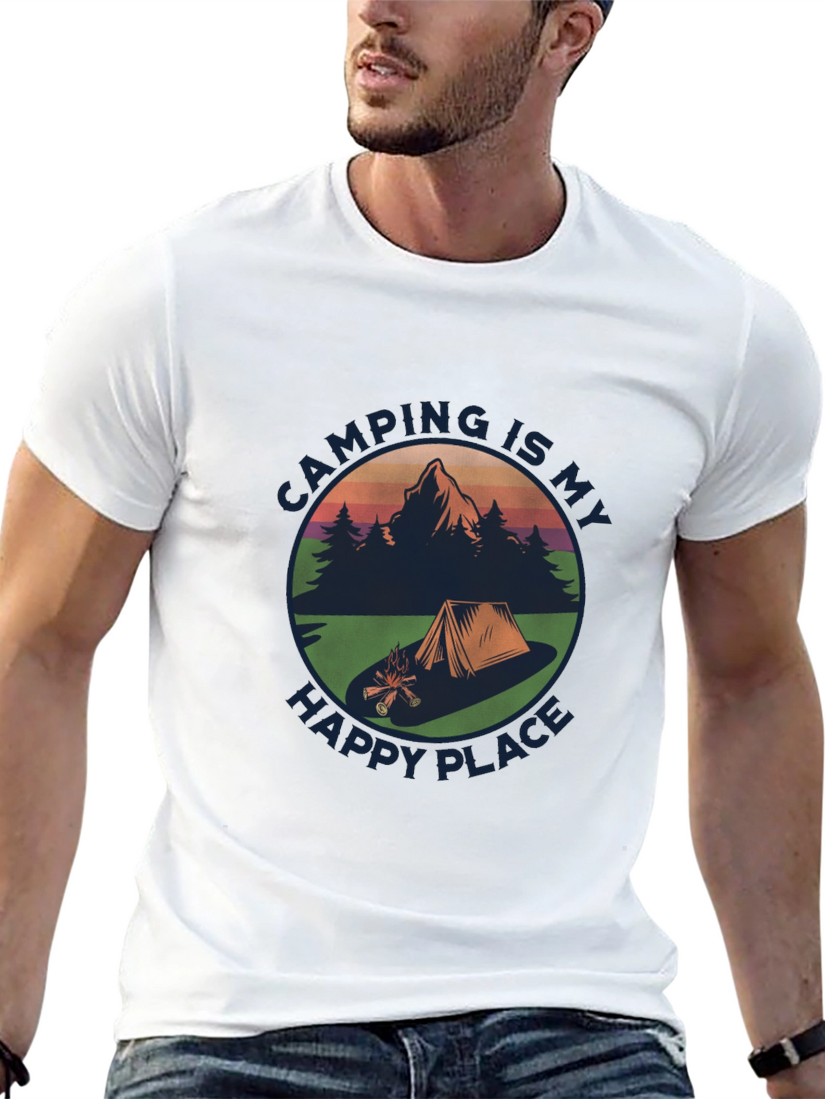 Camping Is My Happy Place Graphic T-Shirt