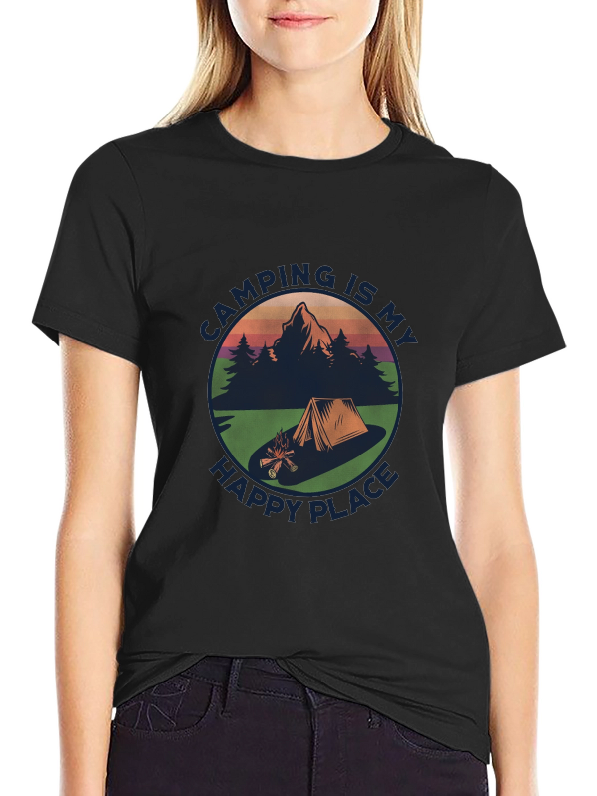 Camping Is My Happy Place Graphic T-Shirt