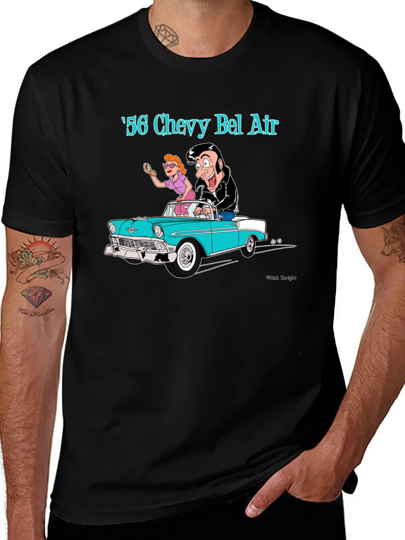 Cool 56 Chevy Bel Air Cartoon Graphic T-Shirt