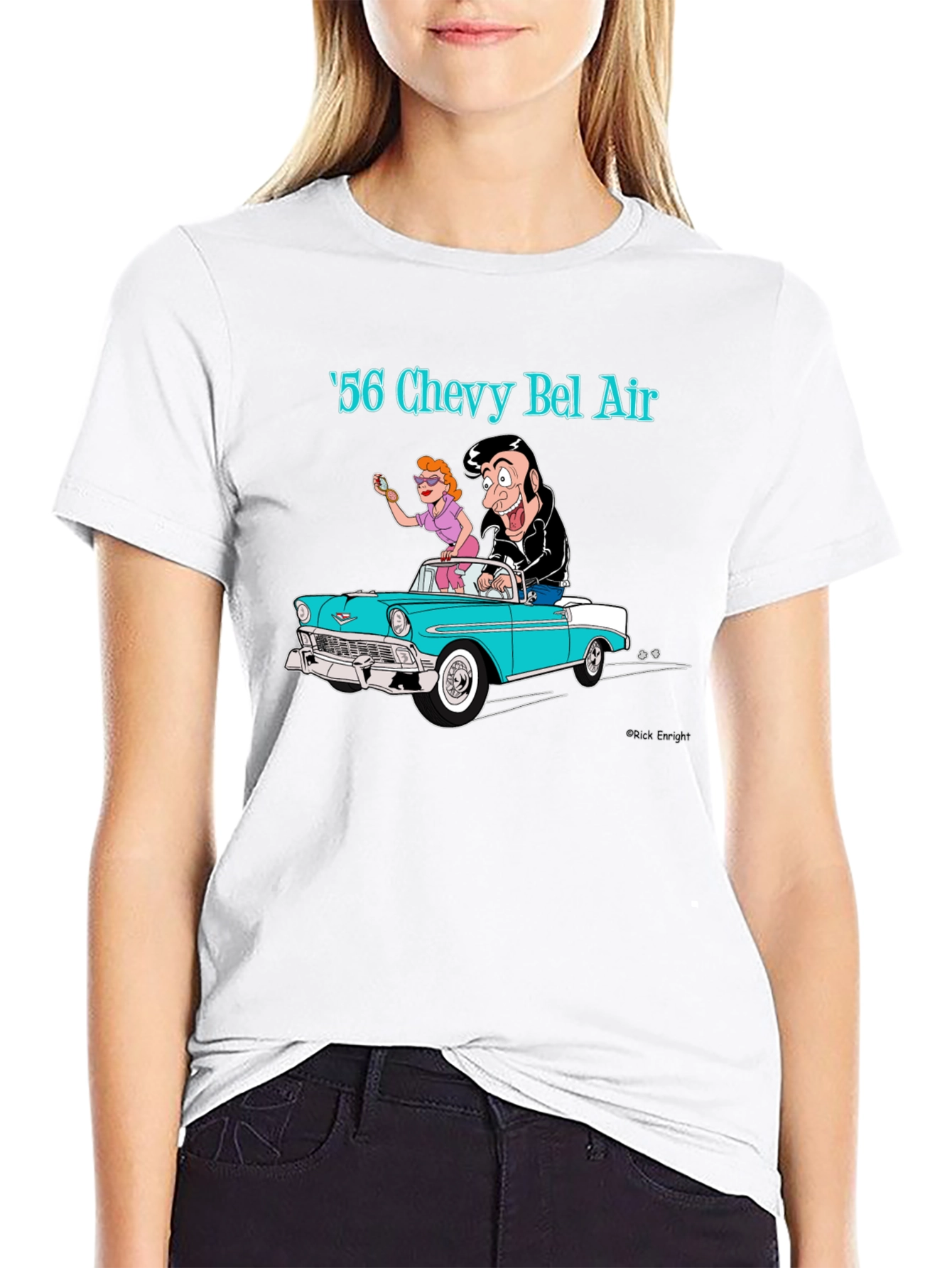 Cool 56 Chevy Bel Air Cartoon Graphic T-Shirt