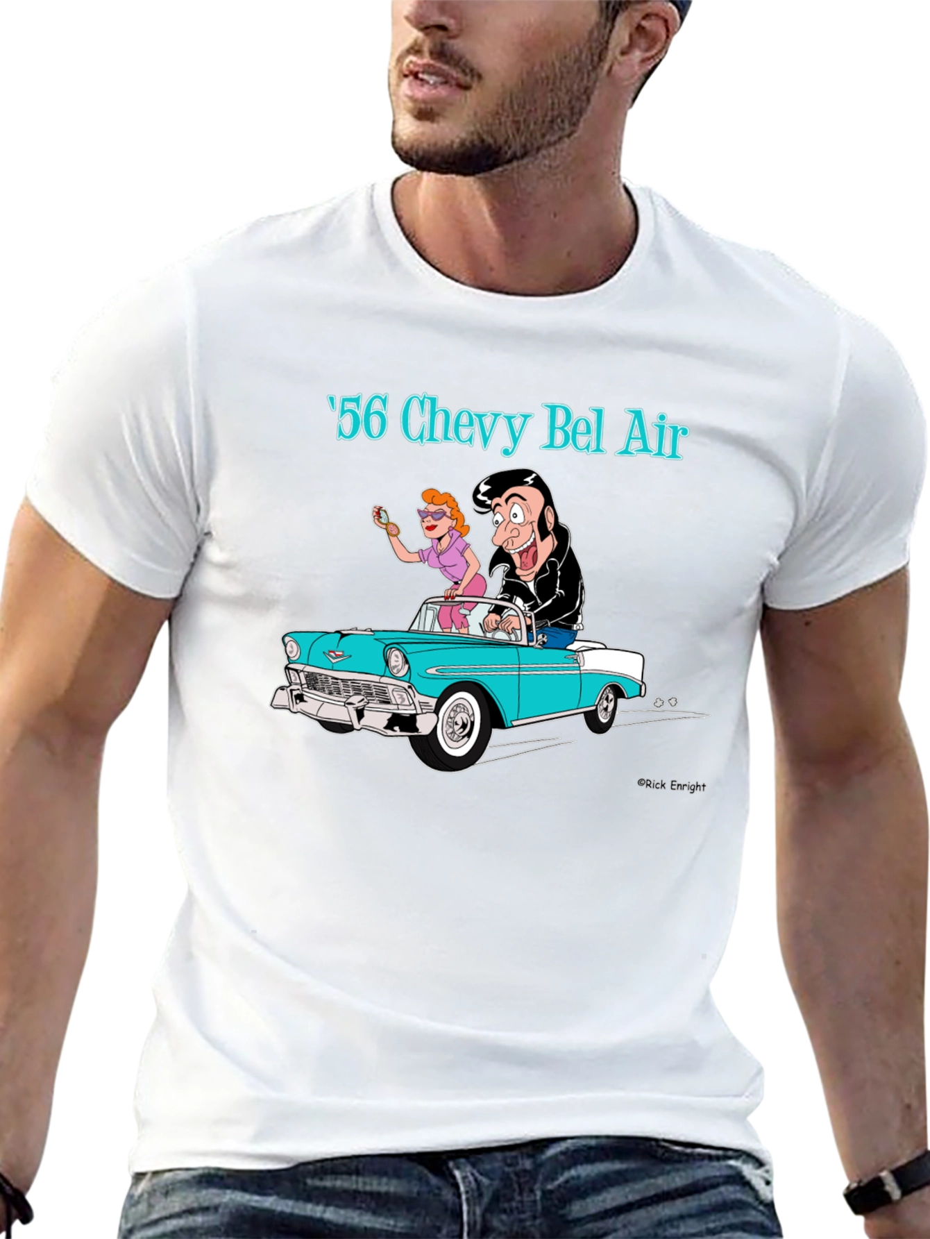 Cool 56 Chevy Bel Air Cartoon Graphic T-Shirt