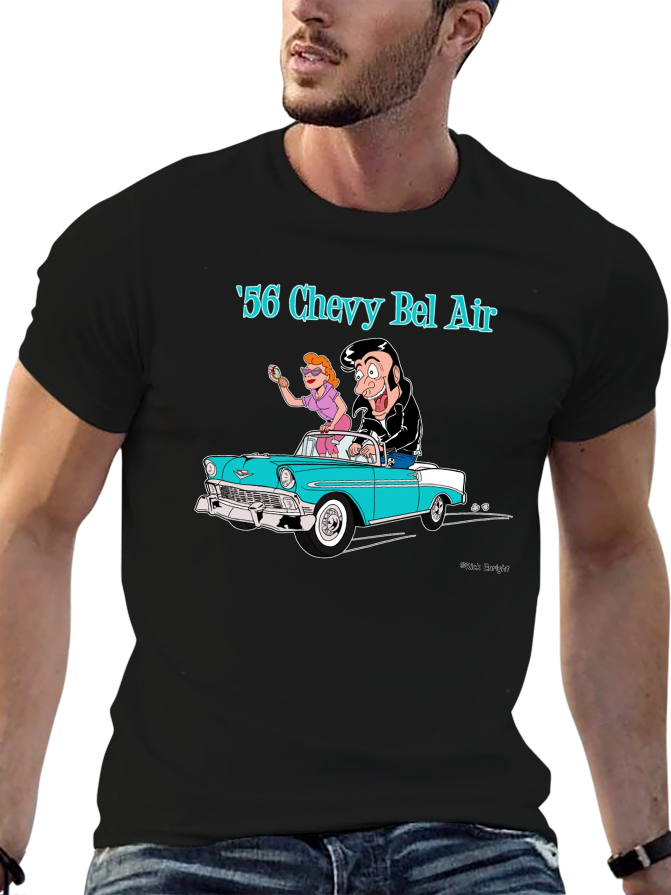 Cool 56 Chevy Bel Air Cartoon Graphic T-Shirt