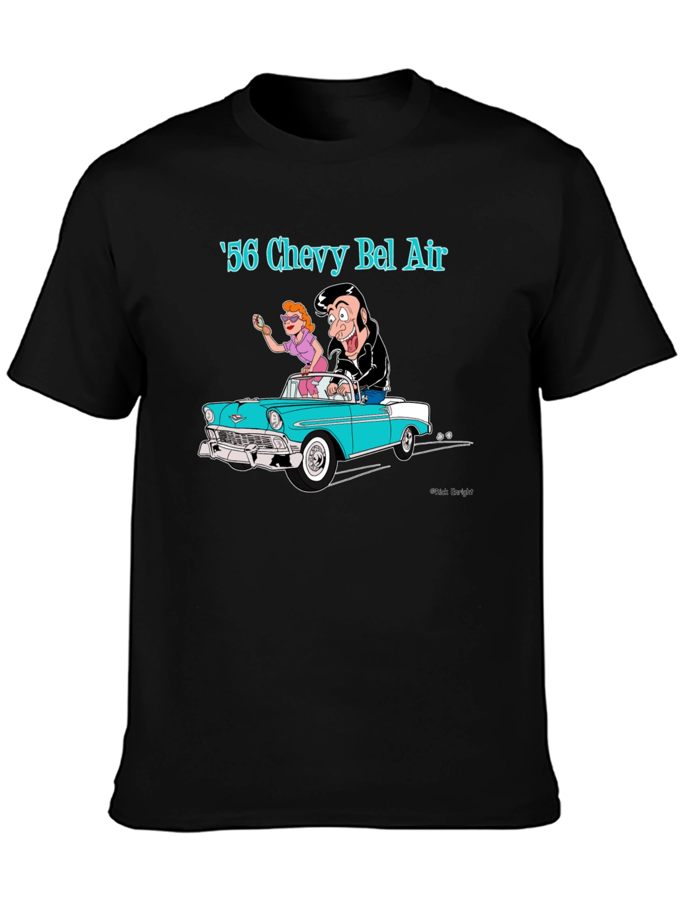 Cool 56 Chevy Bel Air Cartoon Graphic T-Shirt