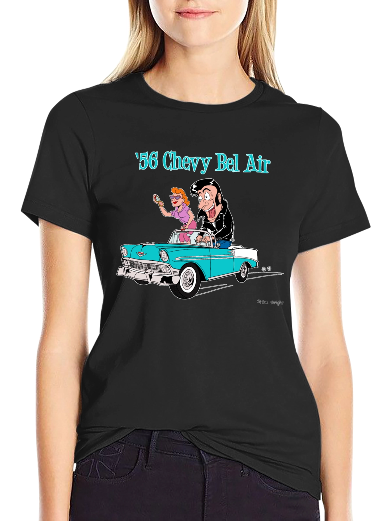 Cool 56 Chevy Bel Air Cartoon Graphic T-Shirt