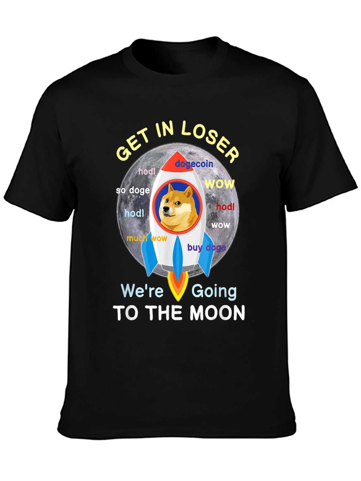 Dogecoin Rocket to the Moon T-Shirt