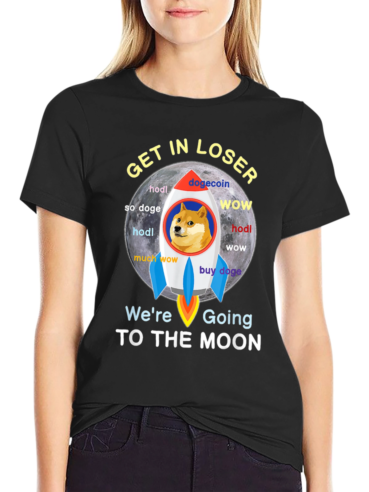 Dogecoin Rocket to the Moon T-Shirt