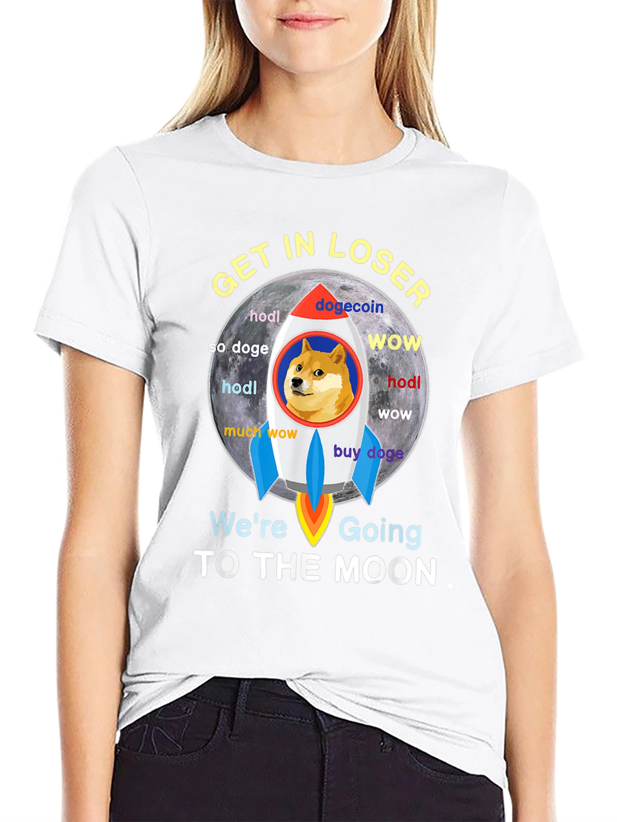 Dogecoin Rocket to the Moon T-Shirt