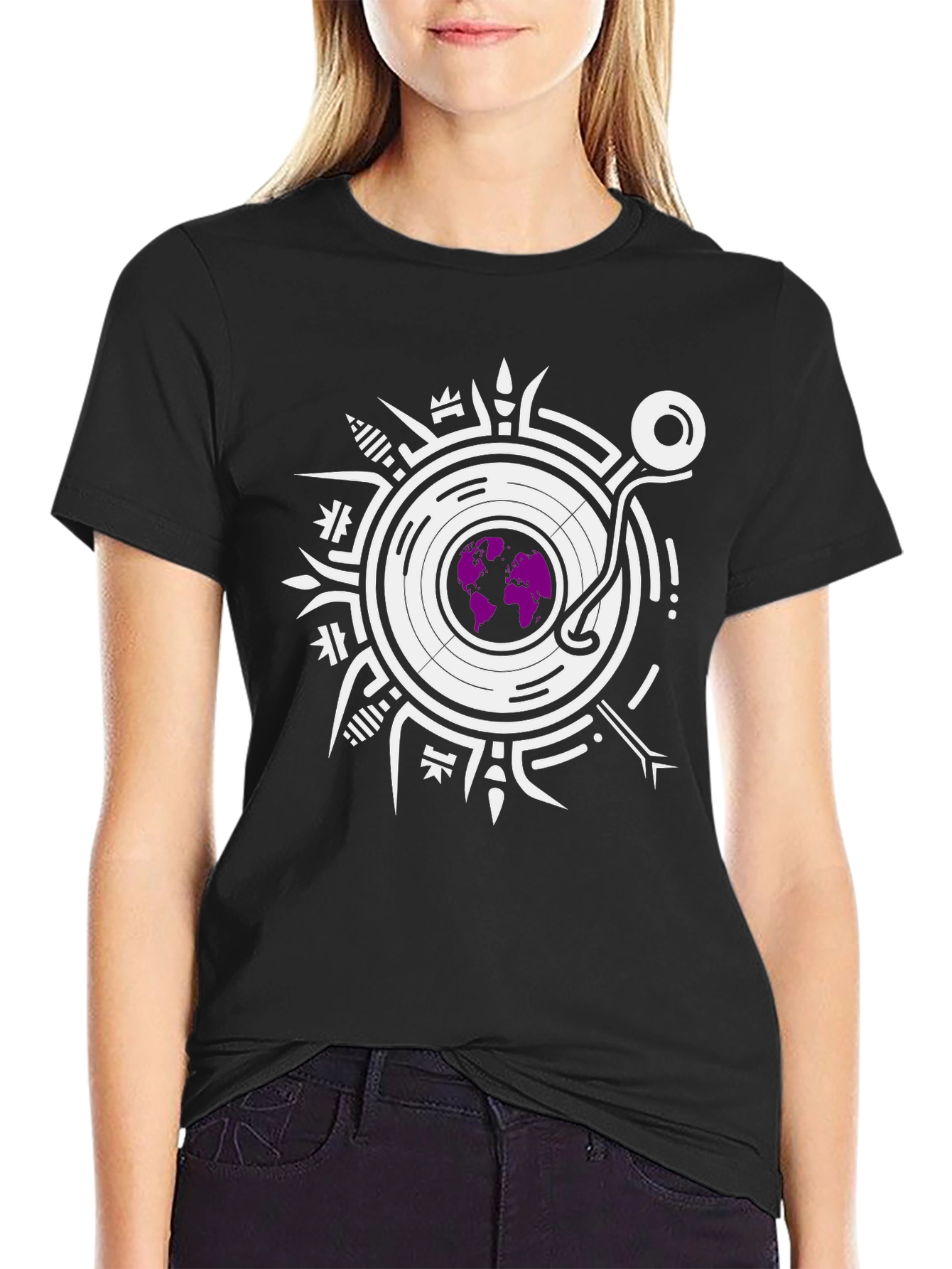 World Vinyl Graphic Tee - Black