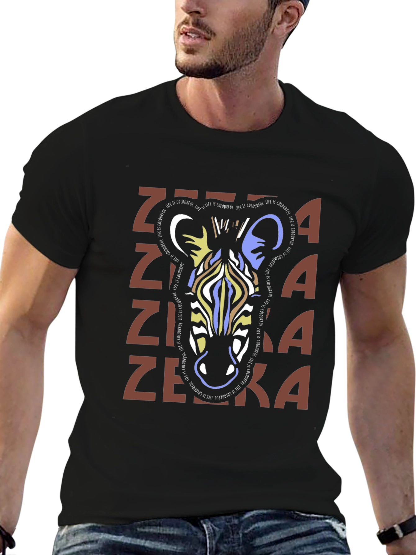Stylish Zebra Graphic Print T-Shirt