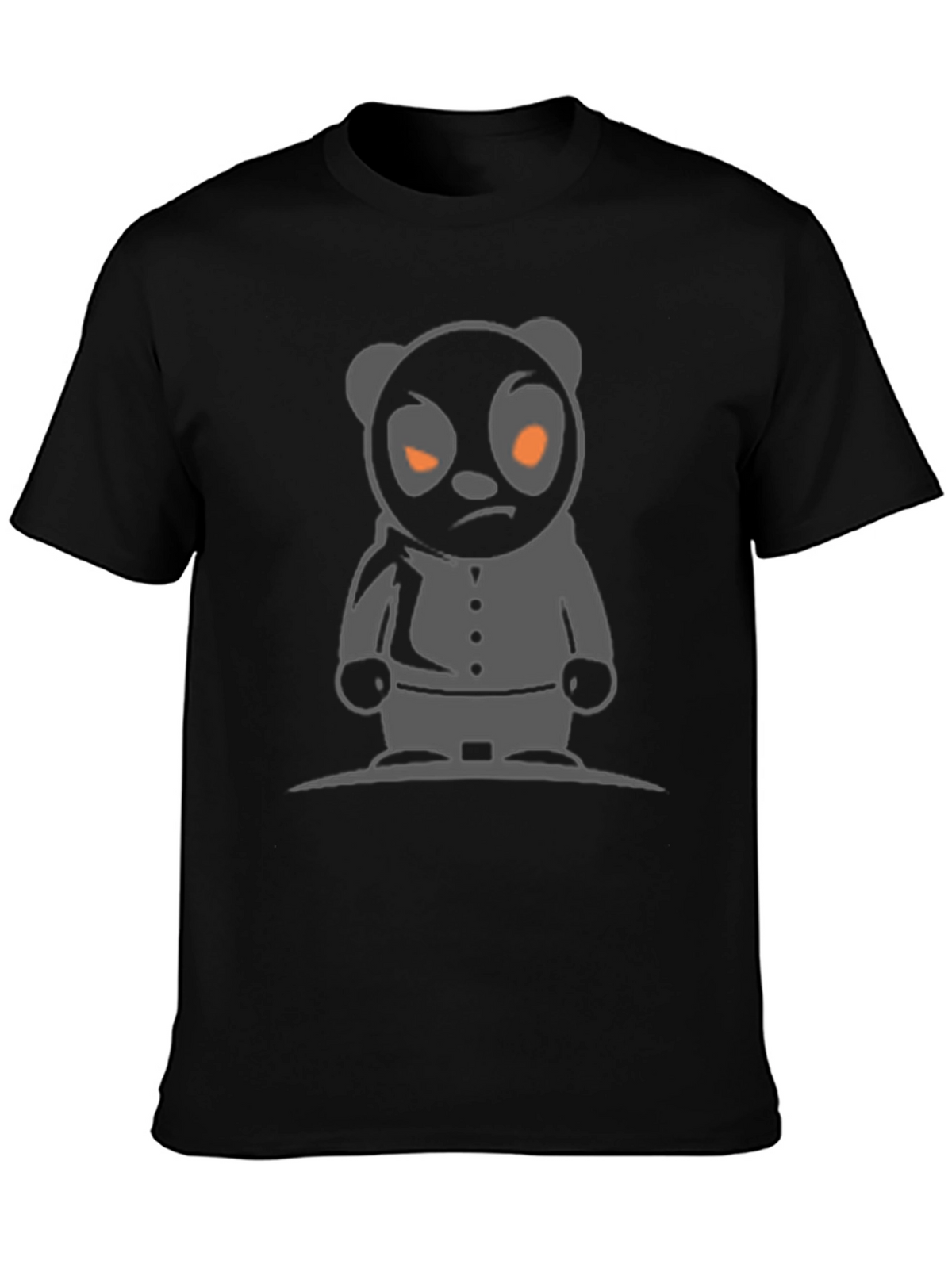 Mens Black T-Shirt with Cartoon Panda Graphic