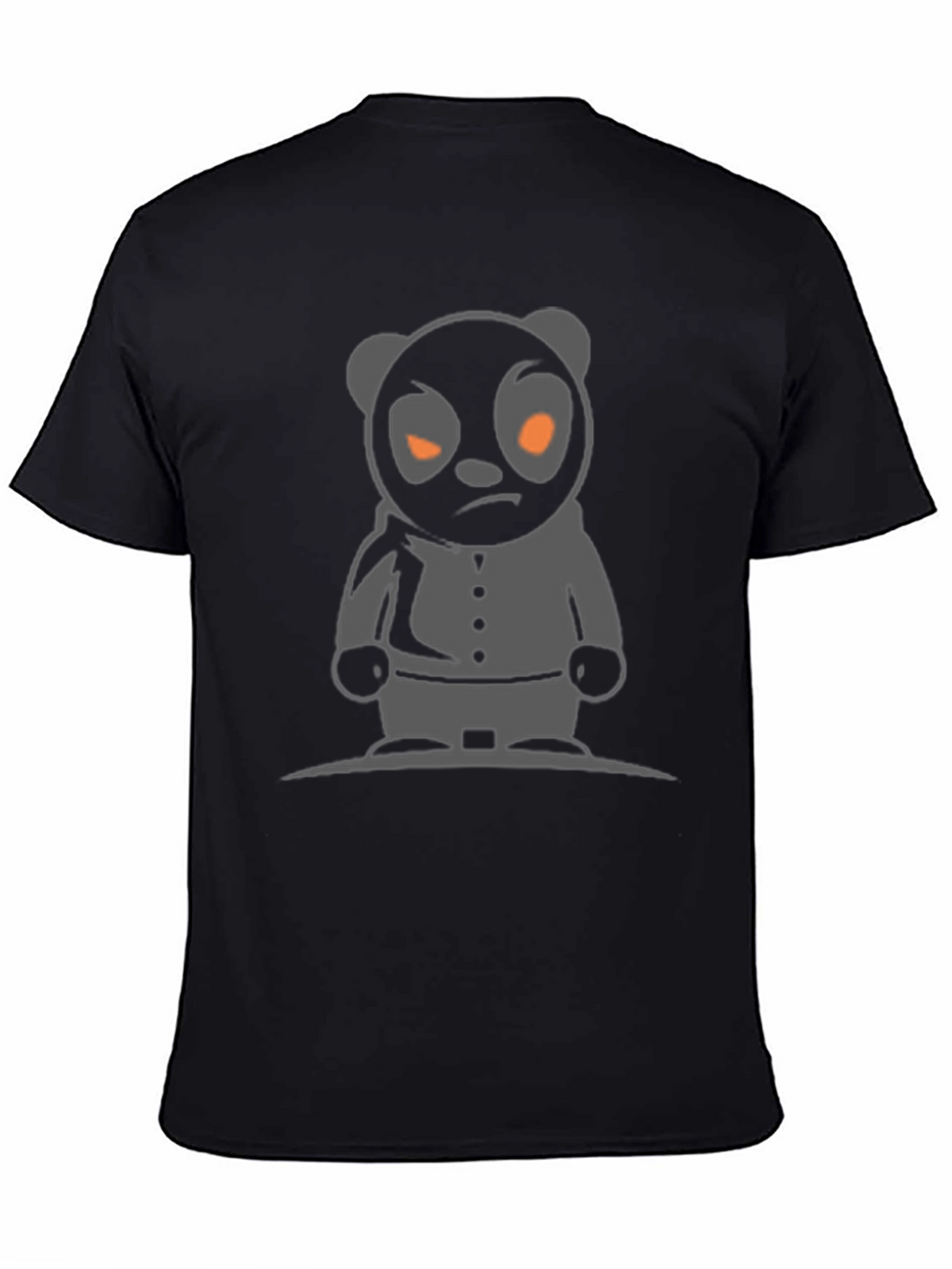 Mens Black T-Shirt with Cartoon Panda Graphic
