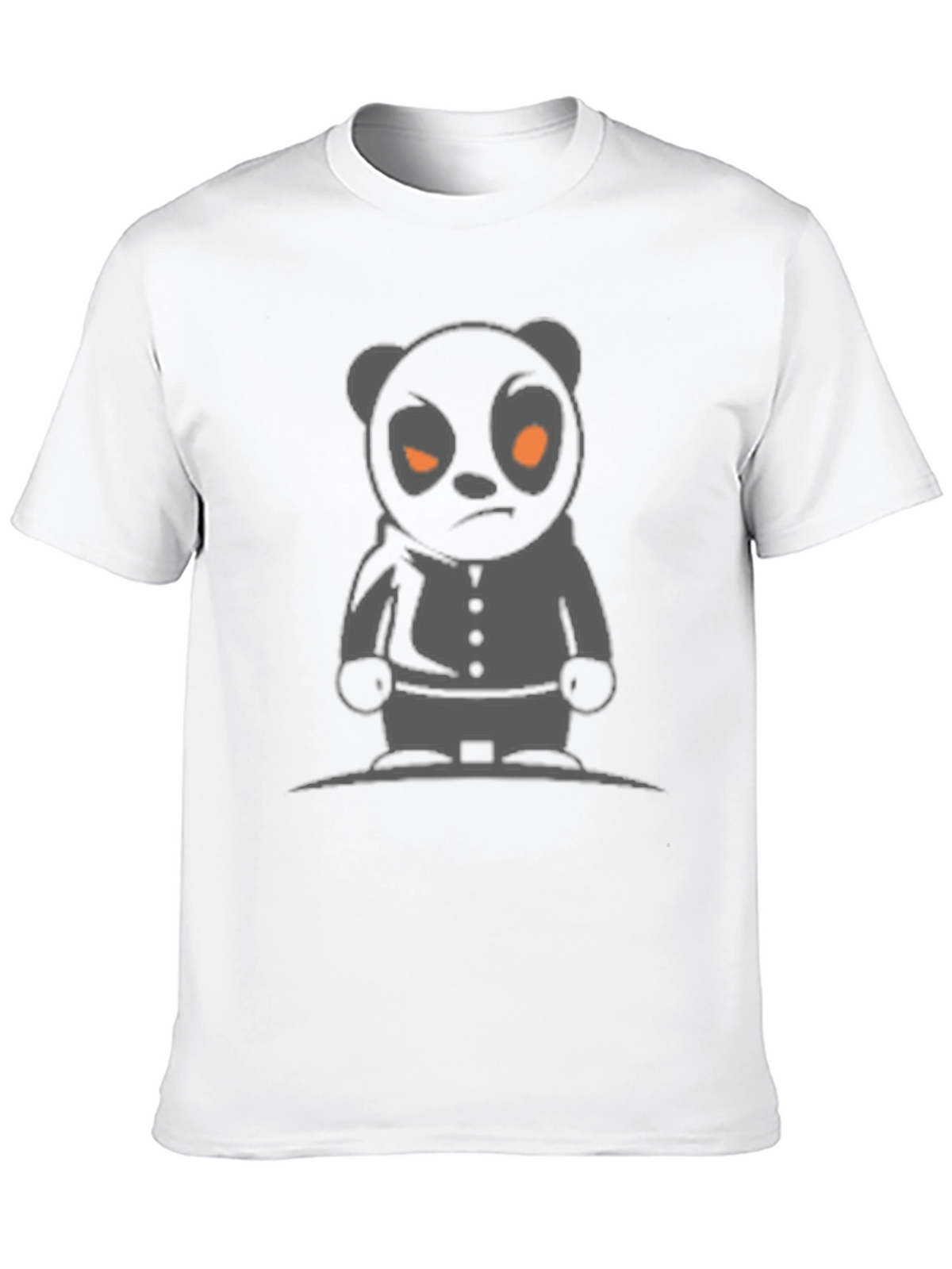 Mens Black T-Shirt with Cartoon Panda Graphic