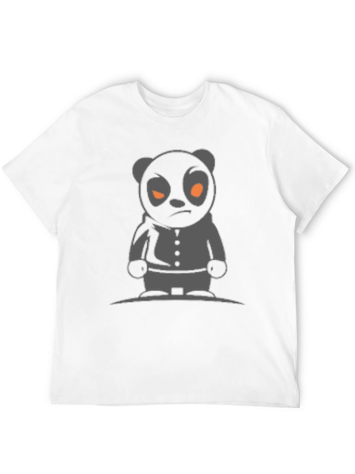 Mens Black T-Shirt with Cartoon Panda Graphic