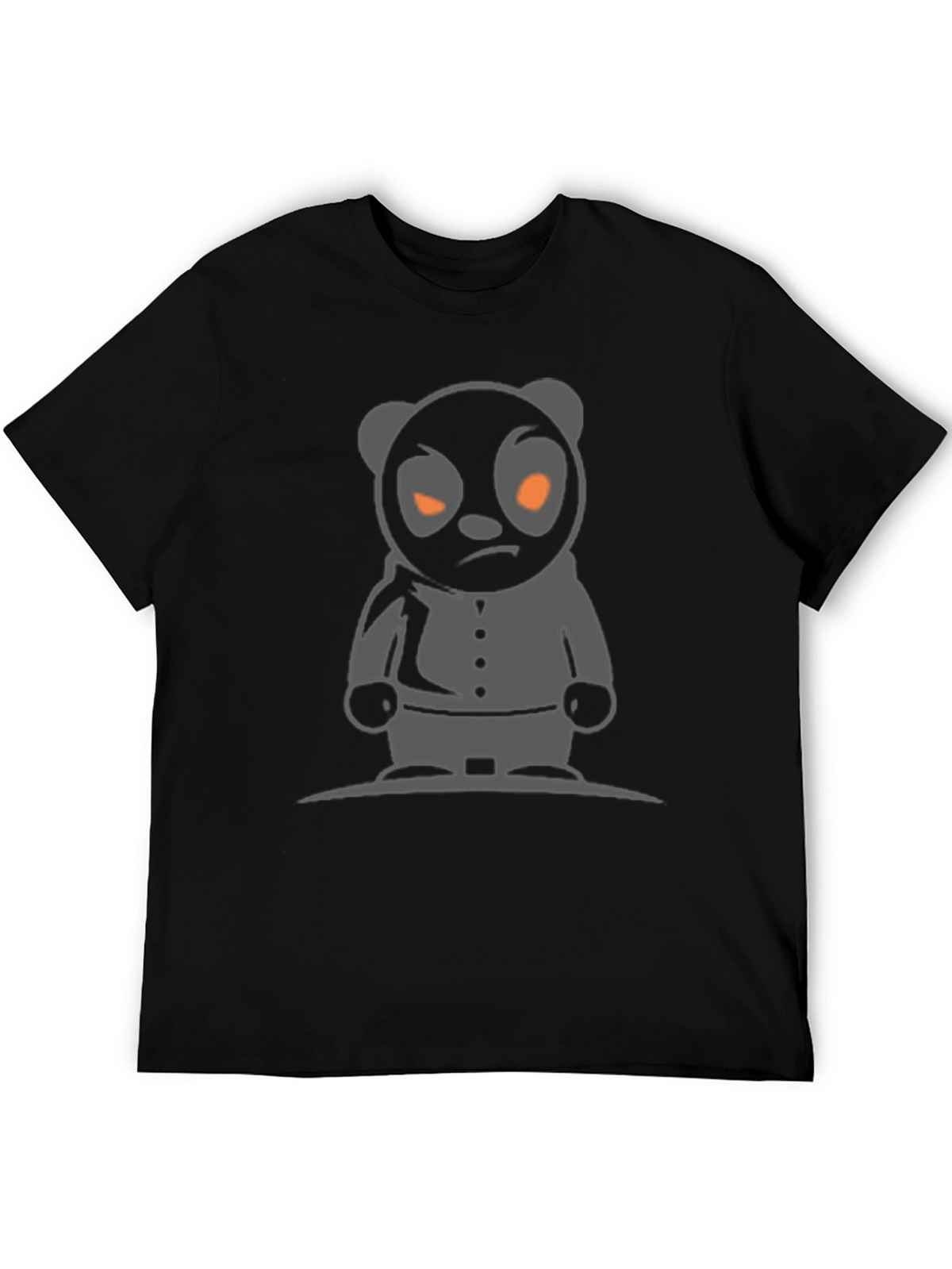 Mens Black T-Shirt with Cartoon Panda Graphic