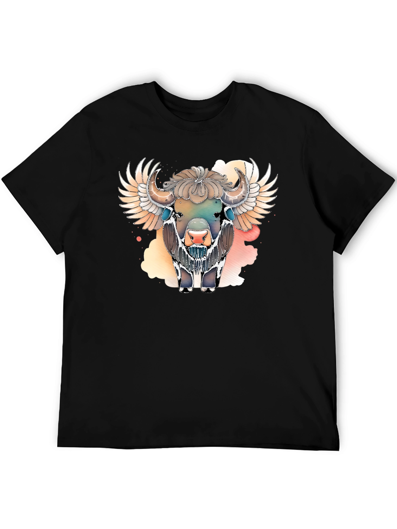 Winged Bison Graphic Tee - Black Cotton Blend