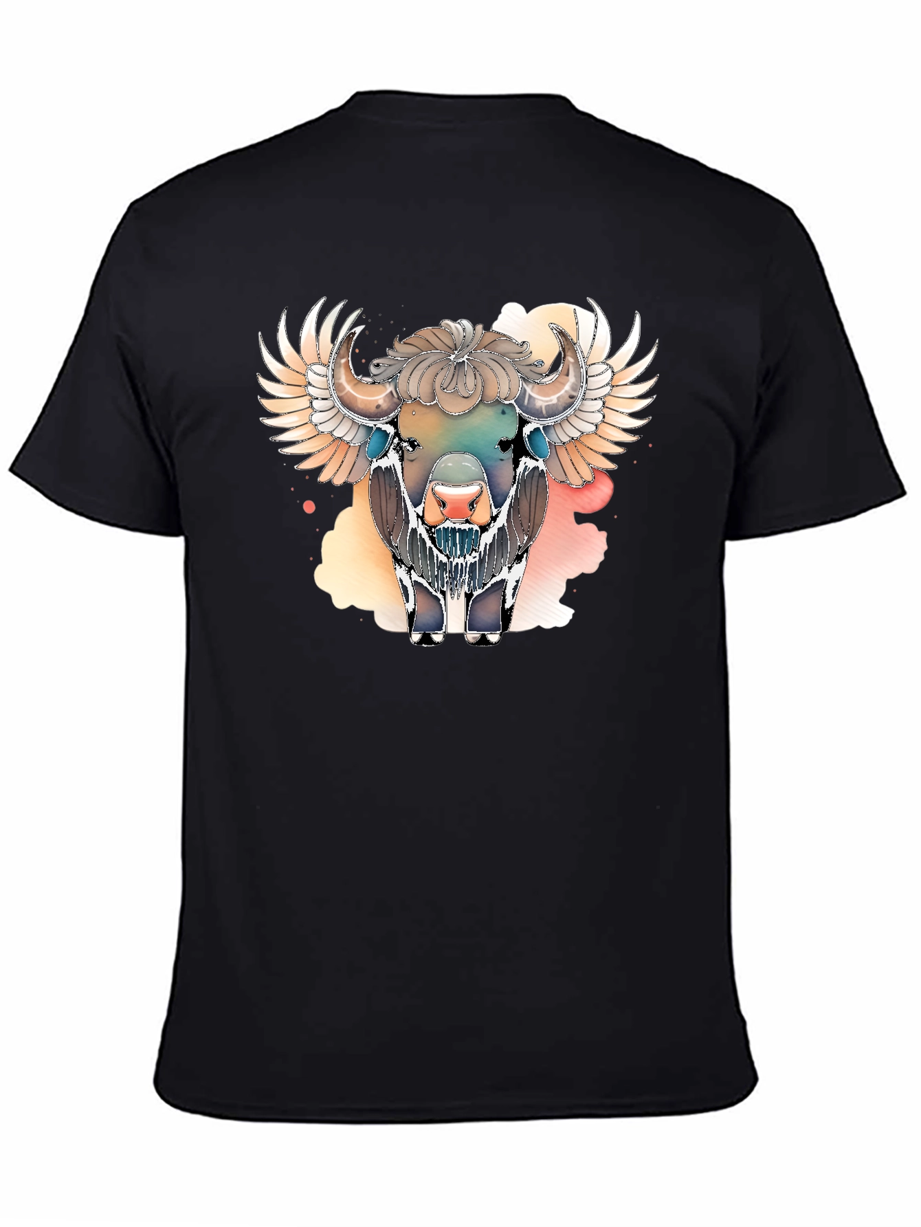 Winged Bison Graphic Tee - Black Cotton Blend