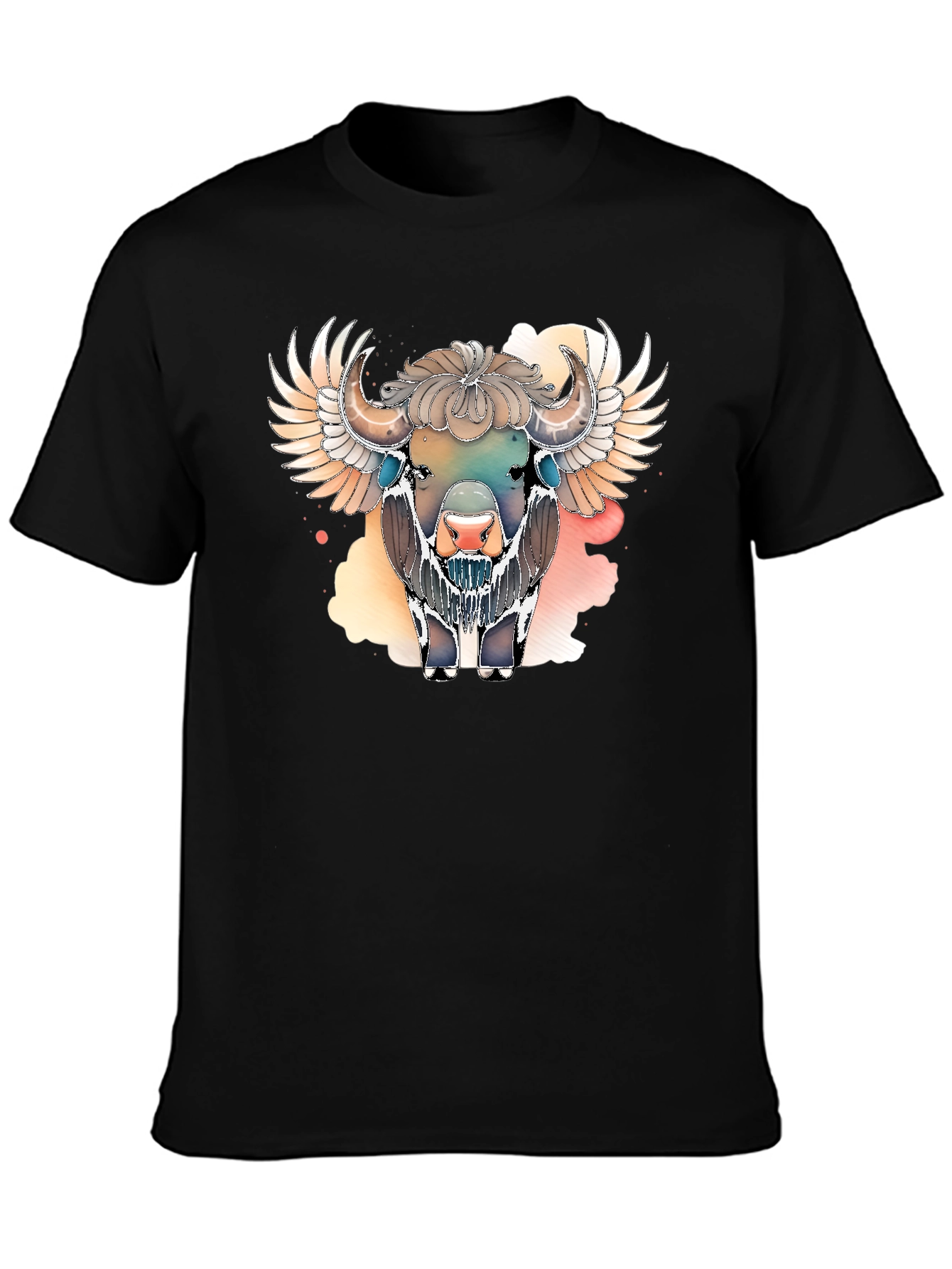 Winged Bison Graphic Tee - Black Cotton Blend