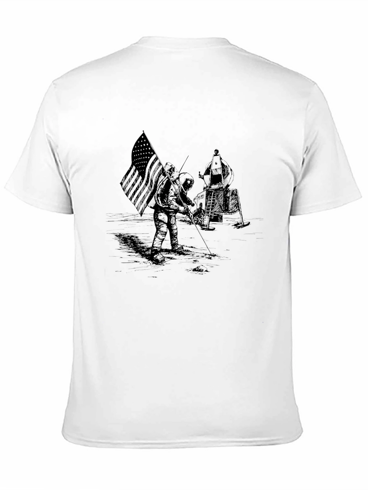 Lunar Landing Graphic Print Tee - Astronaut T-Shirt