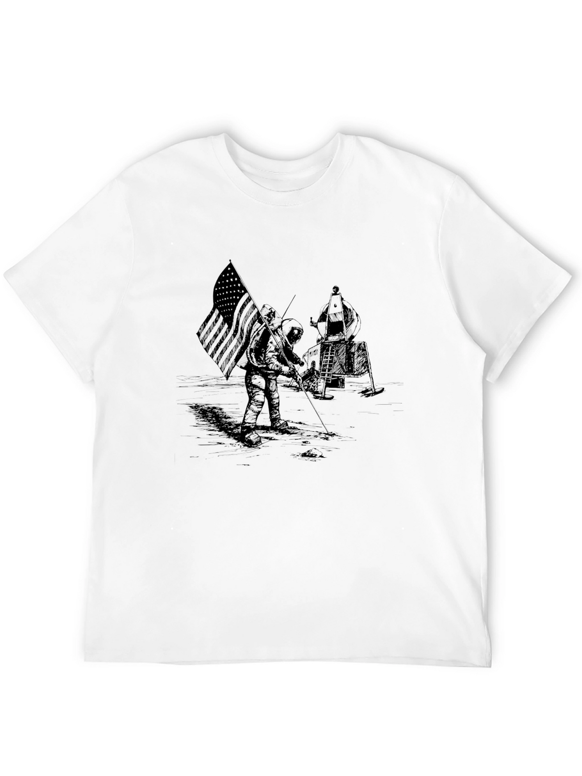 Lunar Landing Graphic Print Tee - Astronaut T-Shirt