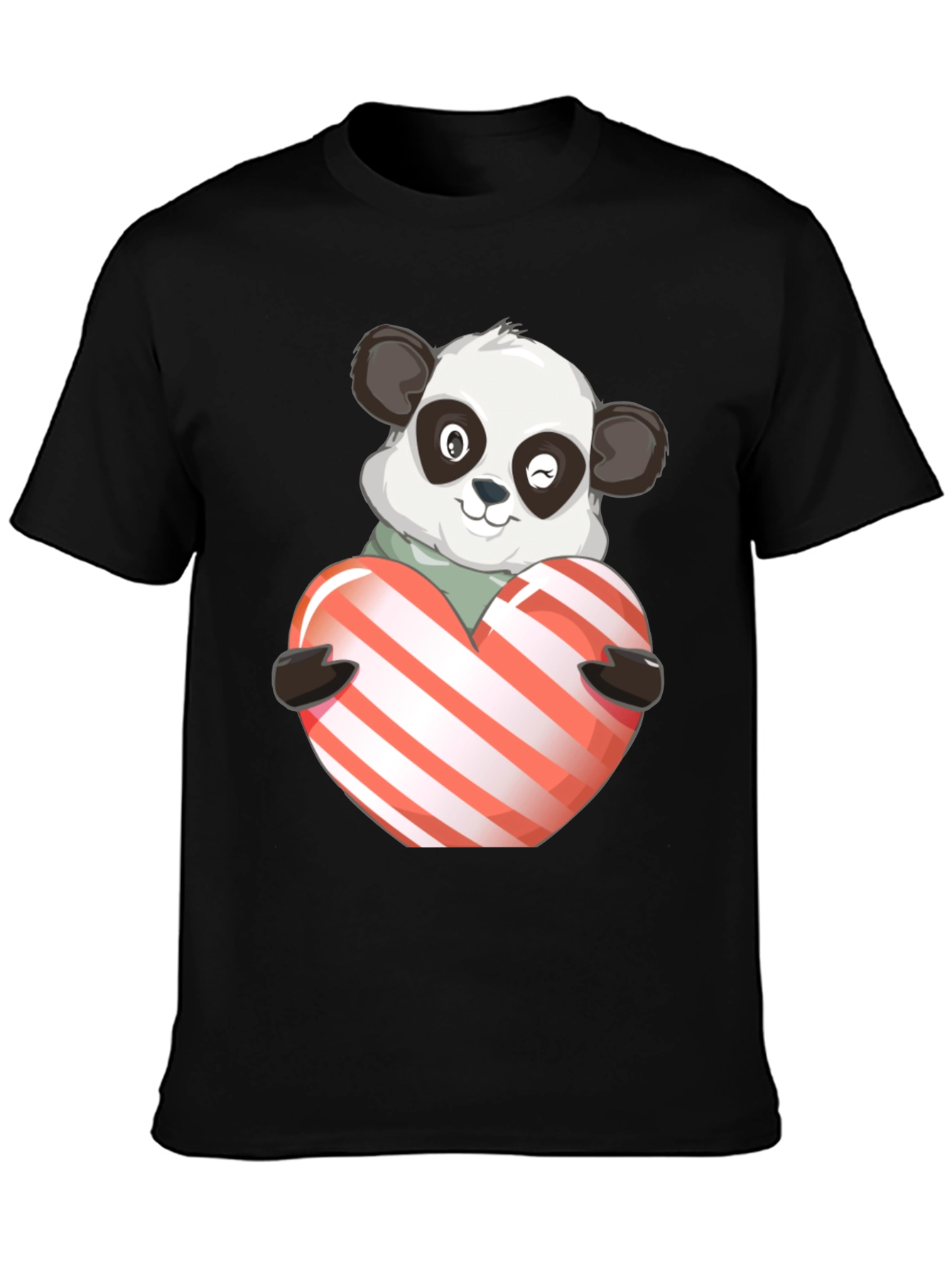 Cute Panda Holding Heart Graphic Tee