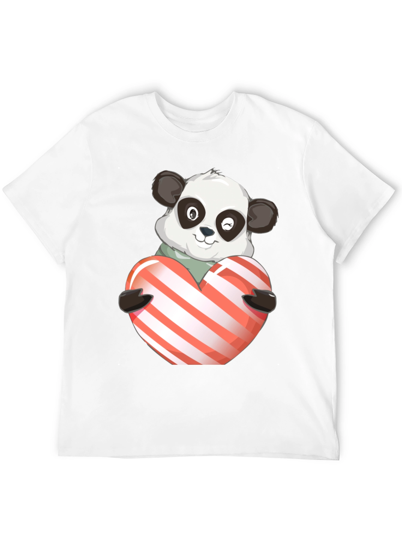 Cute Panda Holding Heart Graphic Tee