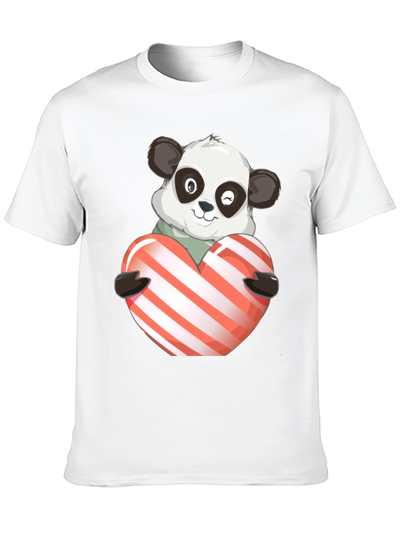 Cute Panda Holding Heart Graphic Tee