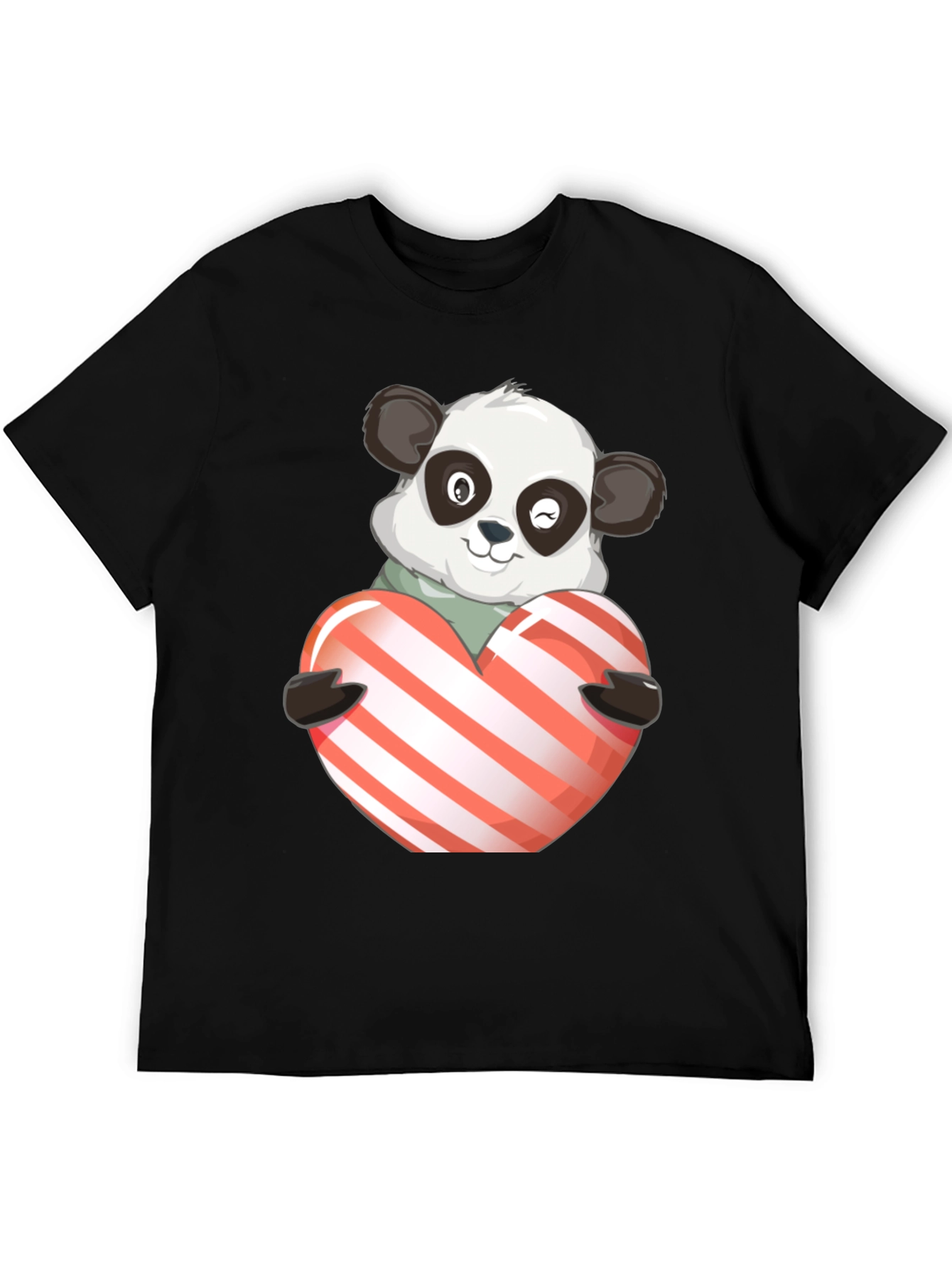 Cute Panda Holding Heart Graphic Tee