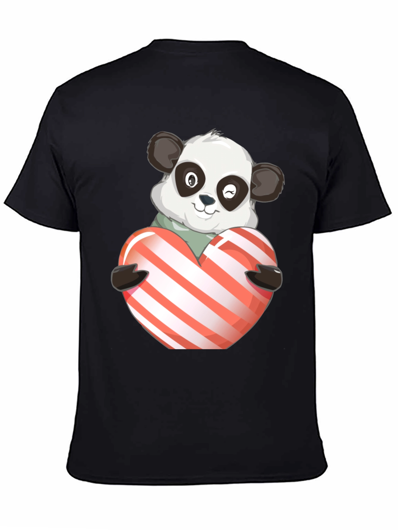 Cute Panda Holding Heart Graphic Tee