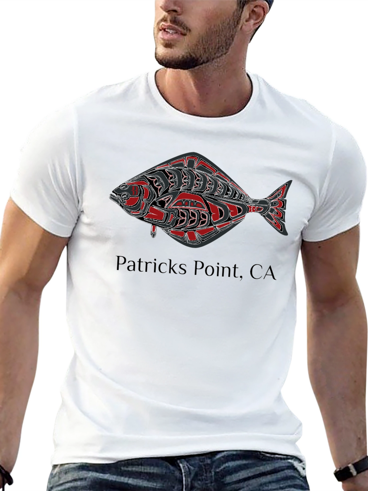 Patricks Point CA Fish Graphic Tee - Black