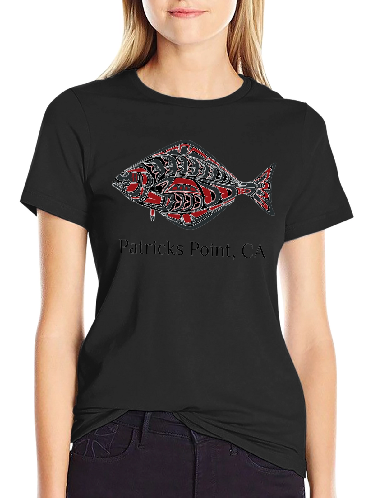 Patricks Point CA Fish Graphic Tee - Black