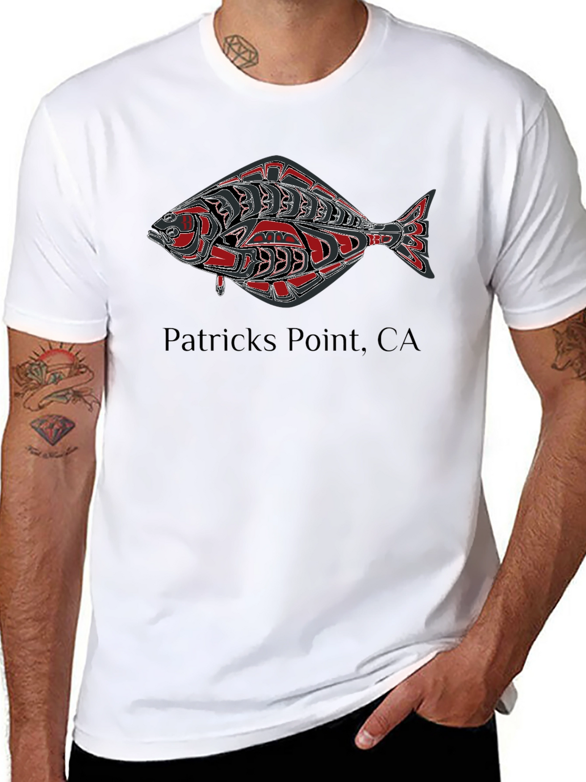 Patricks Point CA Fish Graphic Tee - Black
