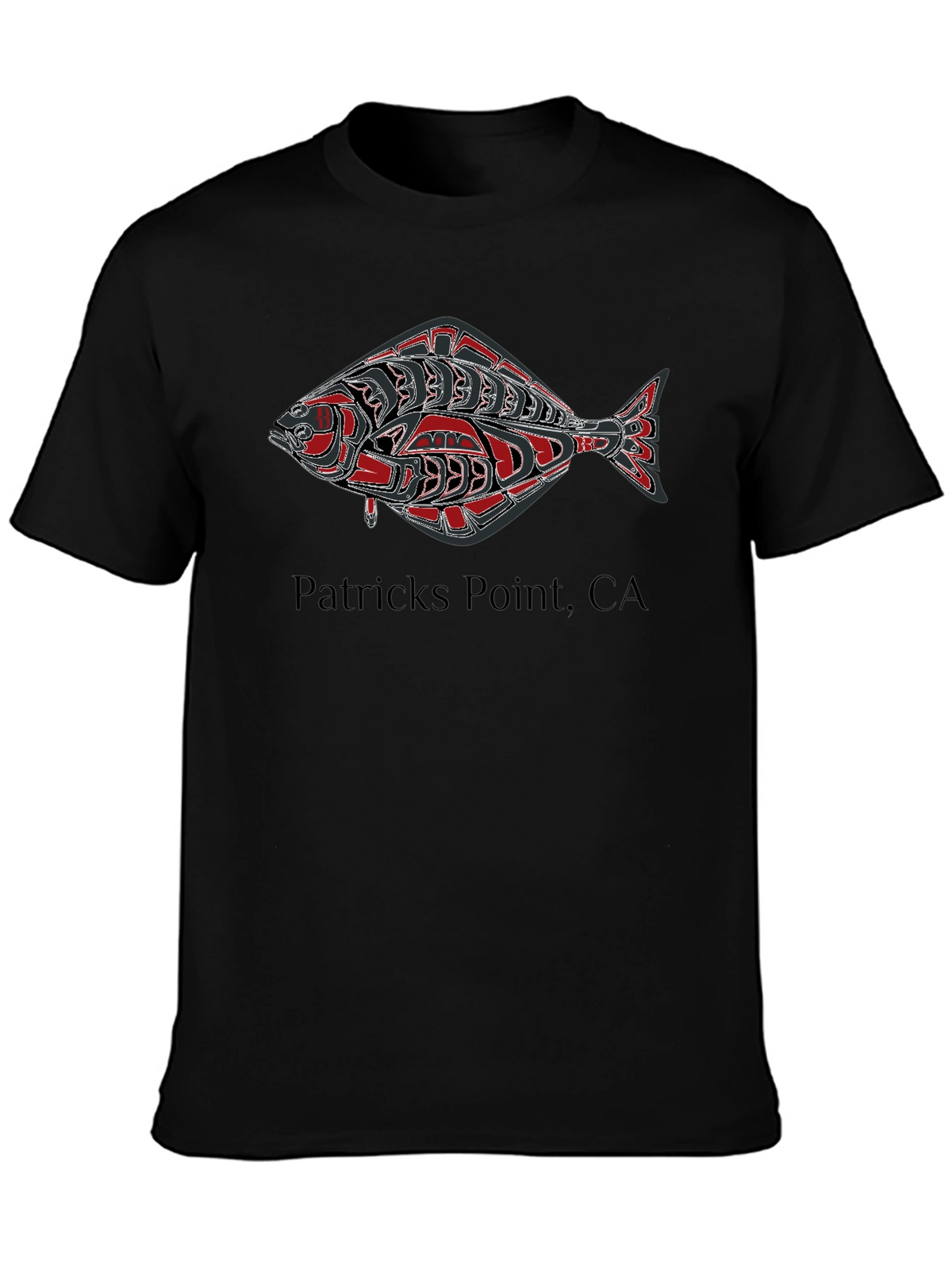 Patricks Point CA Fish Graphic Tee - Black