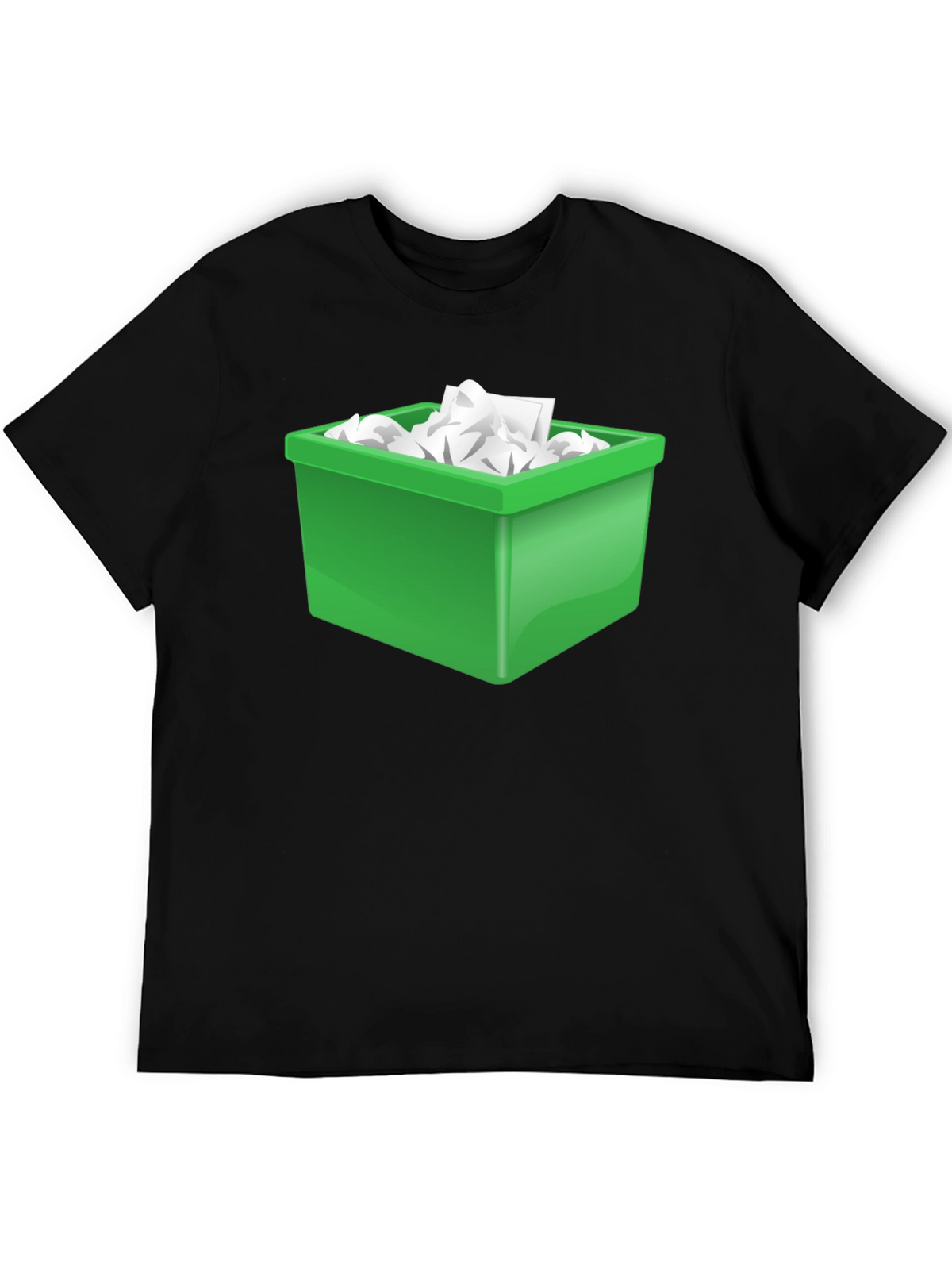 Funny Novelty T-Shirt - Green Trash Bin Overload Design