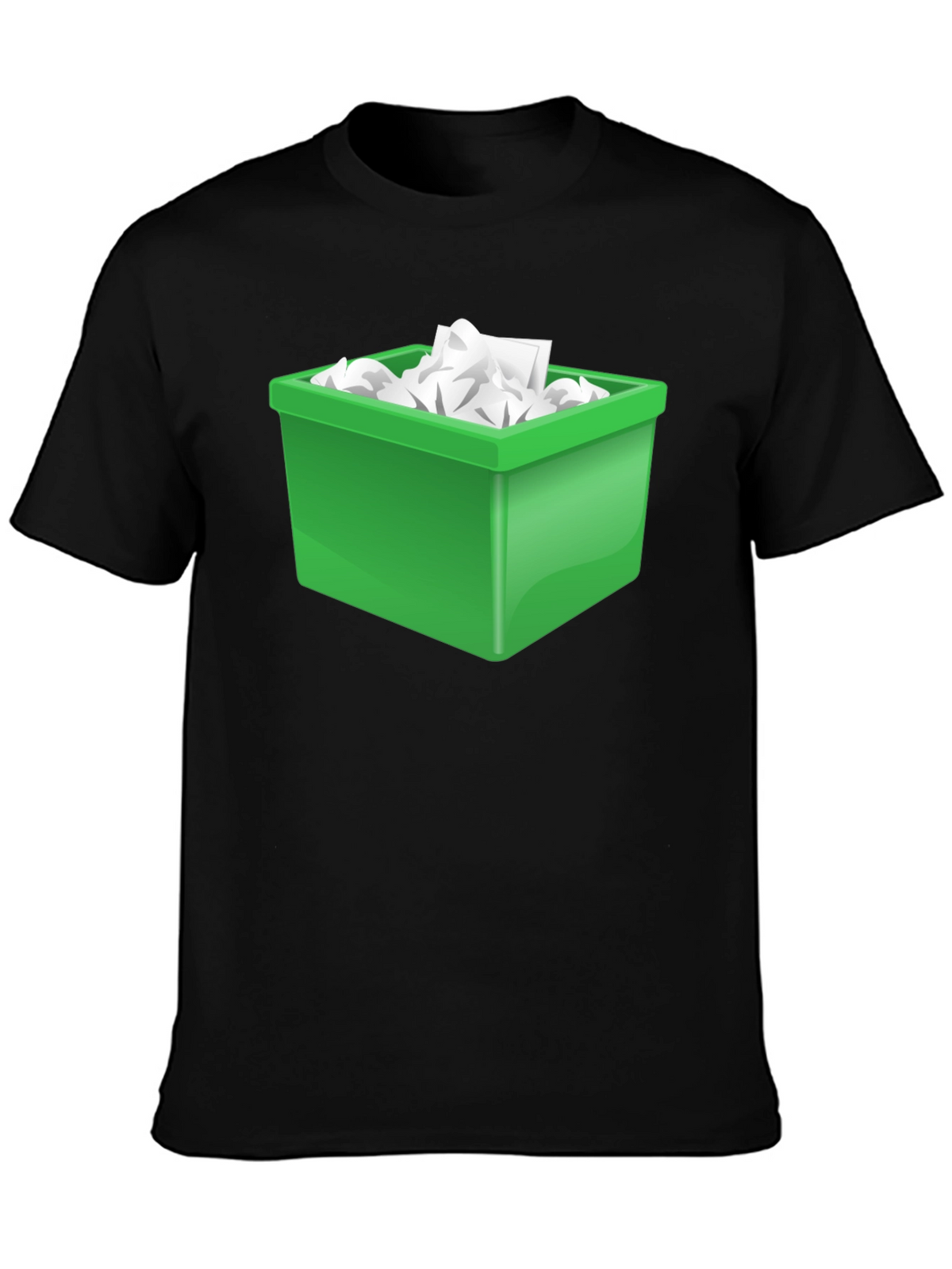 Funny Novelty T-Shirt - Green Trash Bin Overload Design