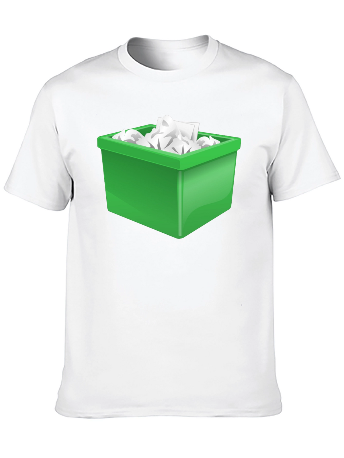 Funny Novelty T-Shirt - Green Trash Bin Overload Design