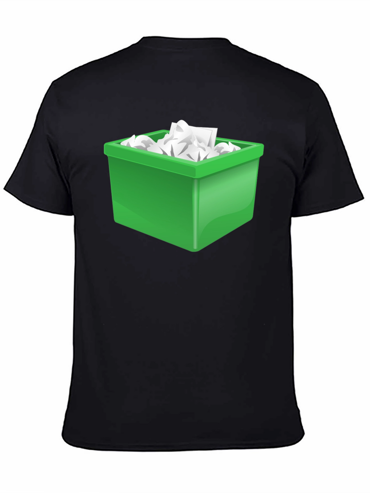 Funny Novelty T-Shirt - Green Trash Bin Overload Design