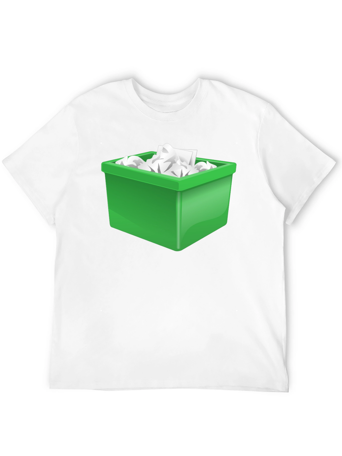 Funny Novelty T-Shirt - Green Trash Bin Overload Design