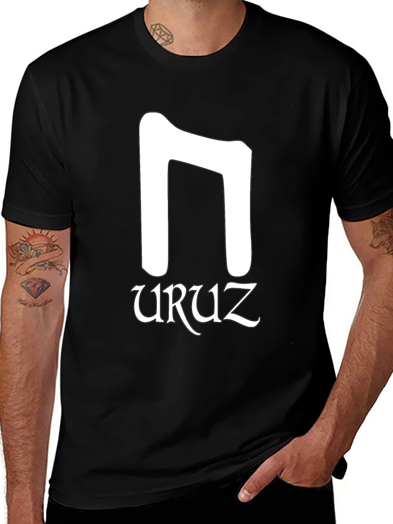 Uruz Rune Black T-Shirt - Norse Pagan Symbol