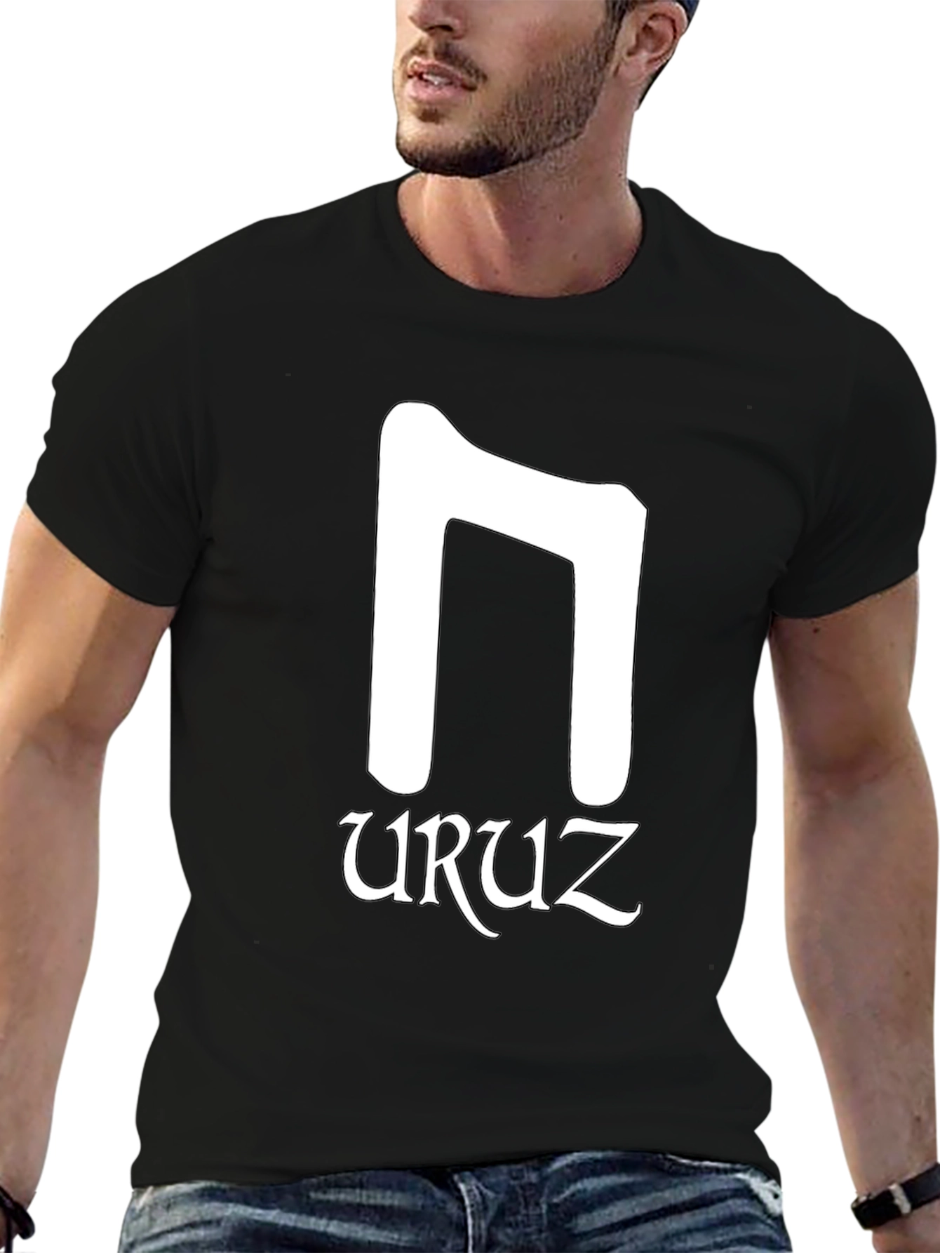 Uruz Rune Black T-Shirt - Norse Pagan Symbol