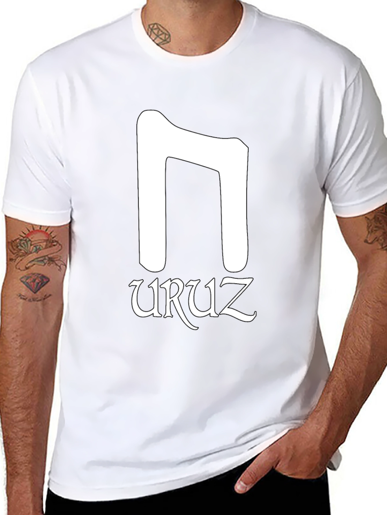 Uruz Rune Black T-Shirt - Norse Pagan Symbol