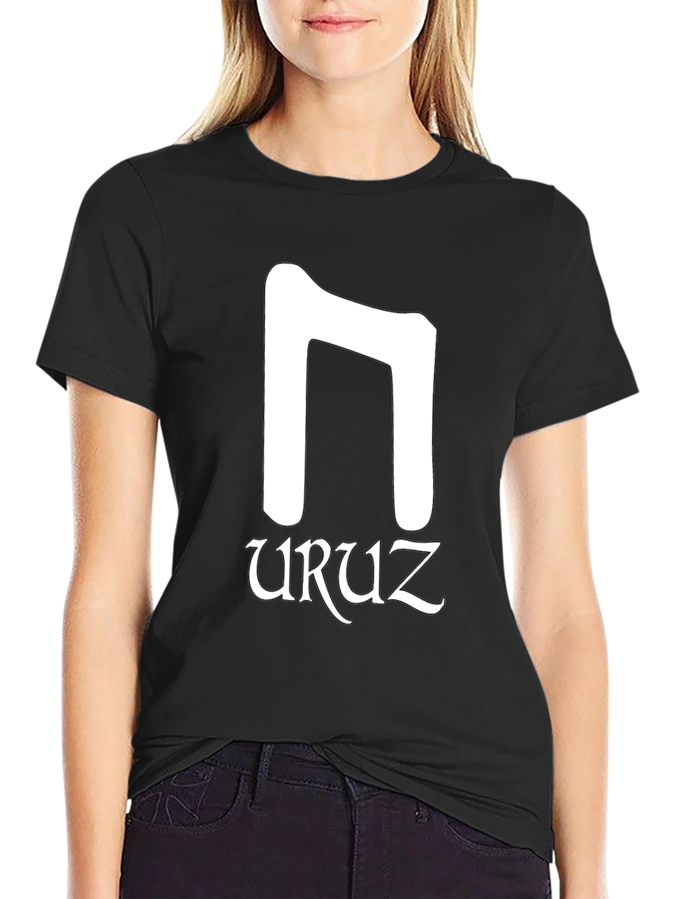 Uruz Rune Black T-Shirt - Norse Pagan Symbol
