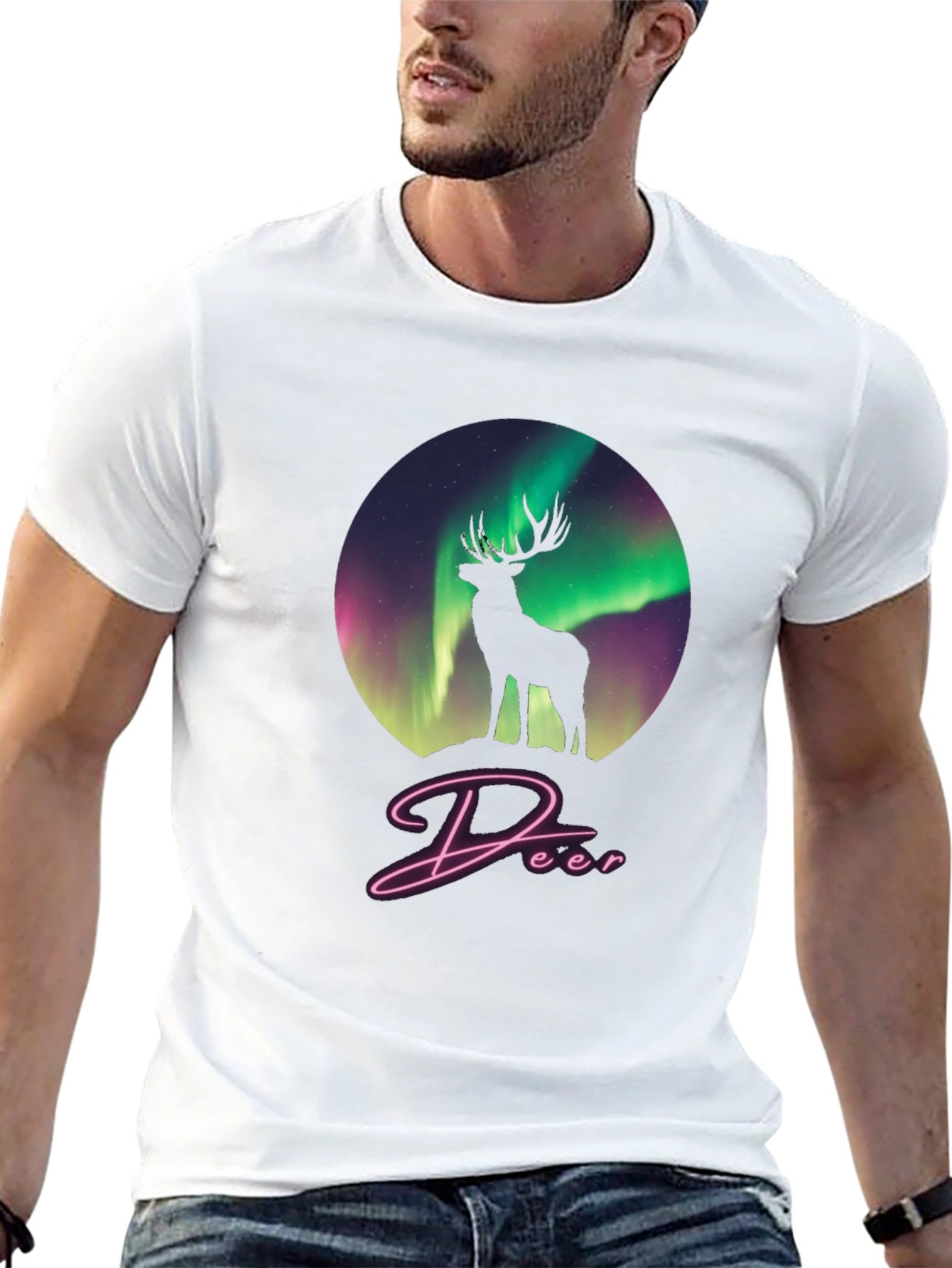 Aurora Deer Graphic Tee - Black